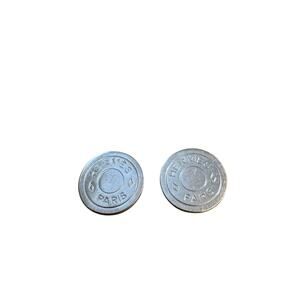 Hermes Vintage Clou de Selle Silver Metal Clip On Earrings w/Box